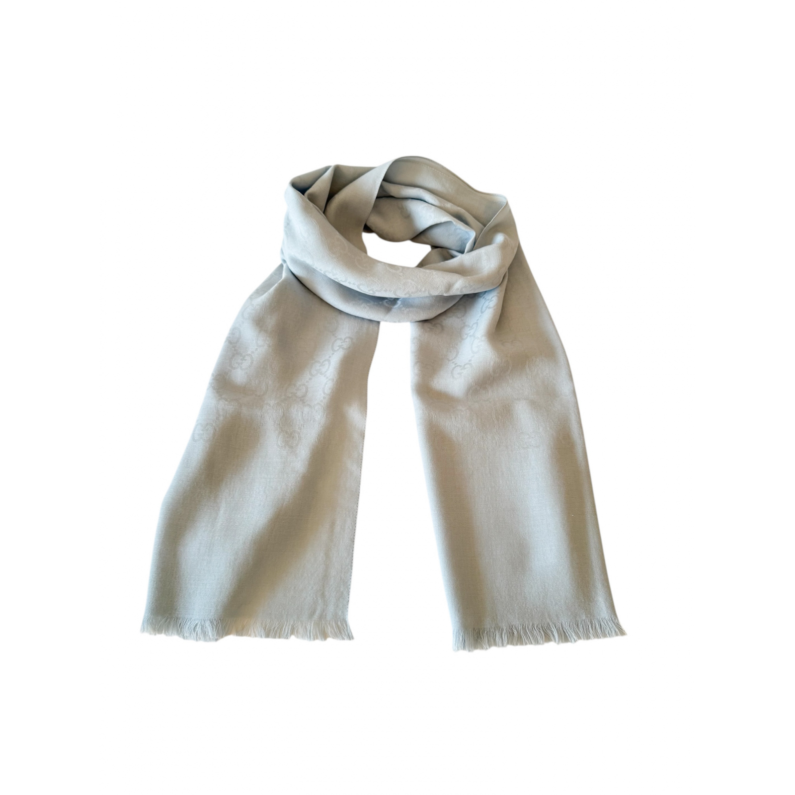 GUCCI GG Monogram Wool and Silk Scarf with fringes –  szal