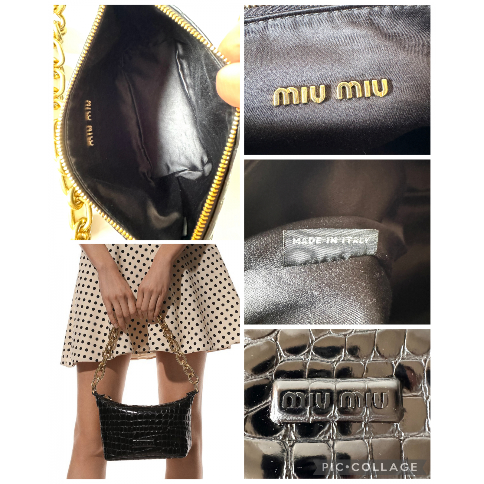 MIU MIU Croc-effect Leather Shoulder Bag - torebka