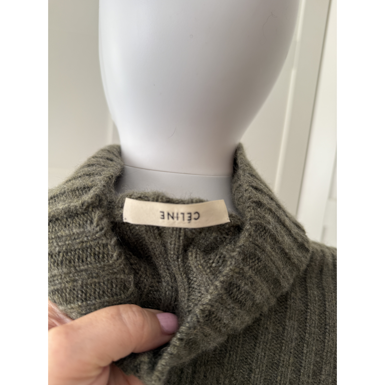 Celine sukienka khaki cashmere