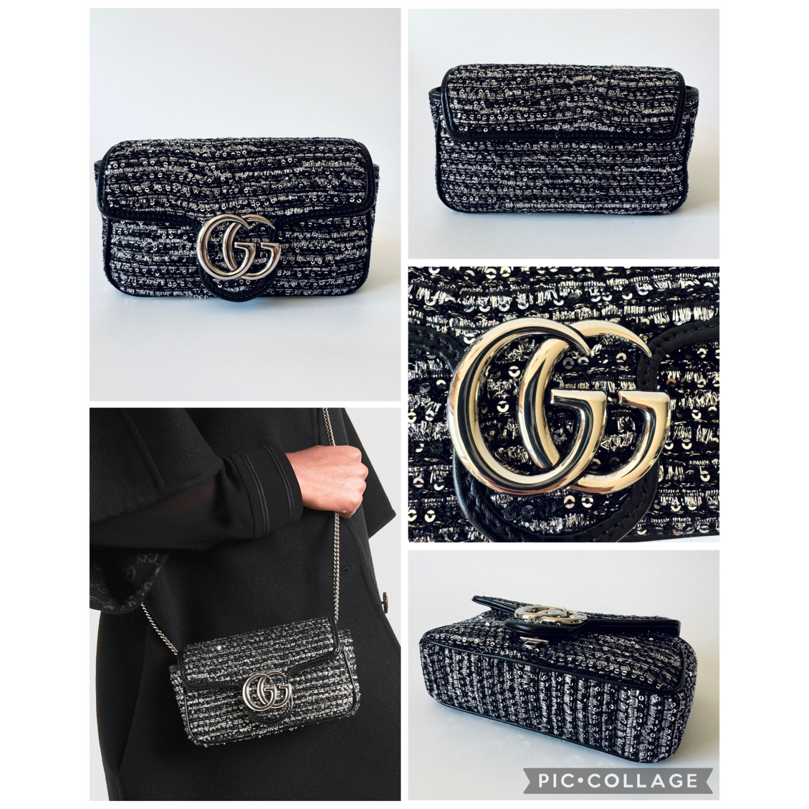 GUCCI GG Marmont Embroidered Super Mini Shoulder Bag - torebka
