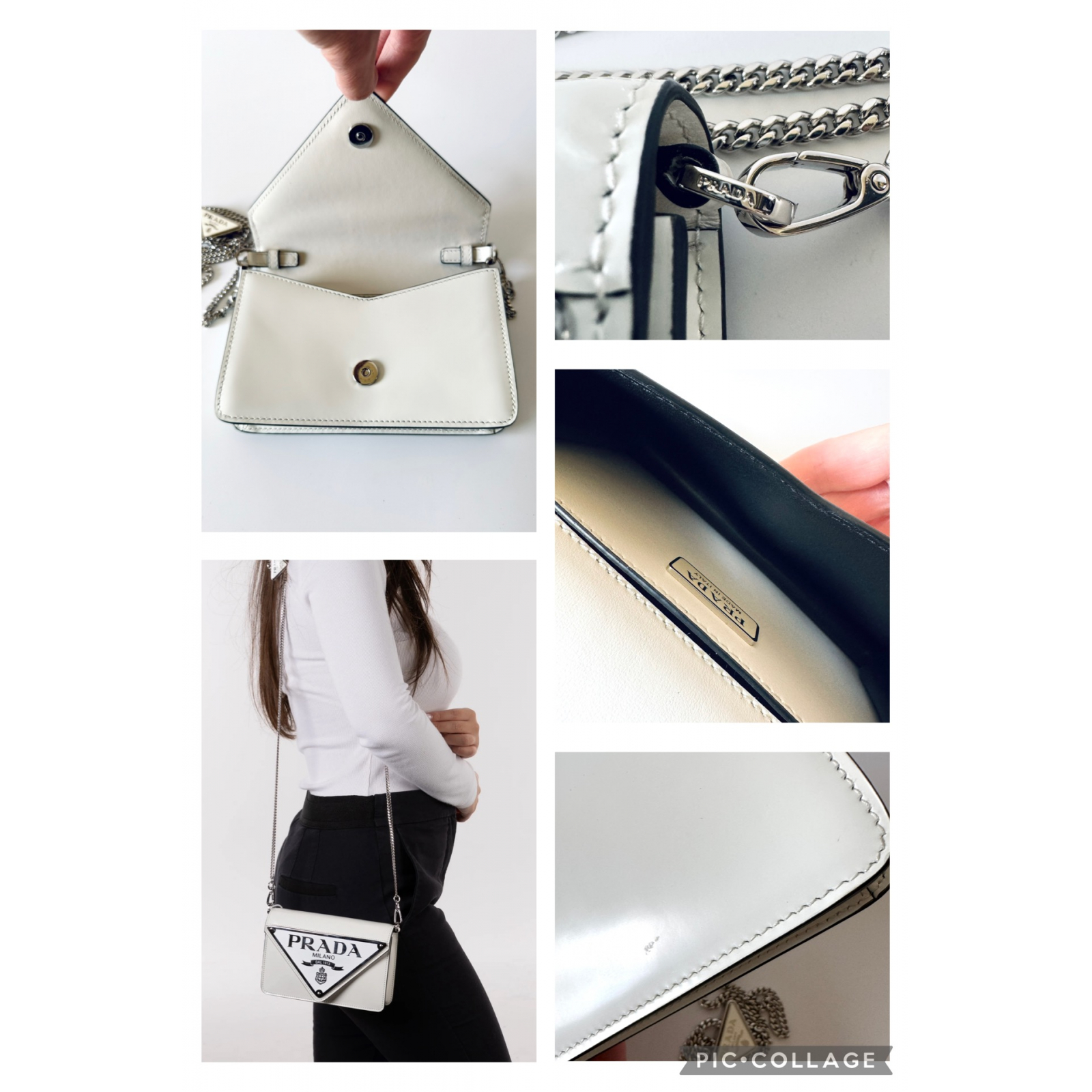 PRADA Mini Leather Crossbody Bag with triangle logo plaque - torebka