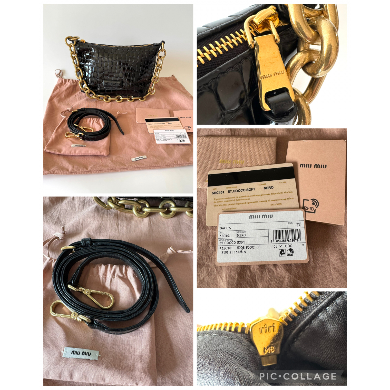 MIU MIU Croc-effect Leather Shoulder Bag - torebka