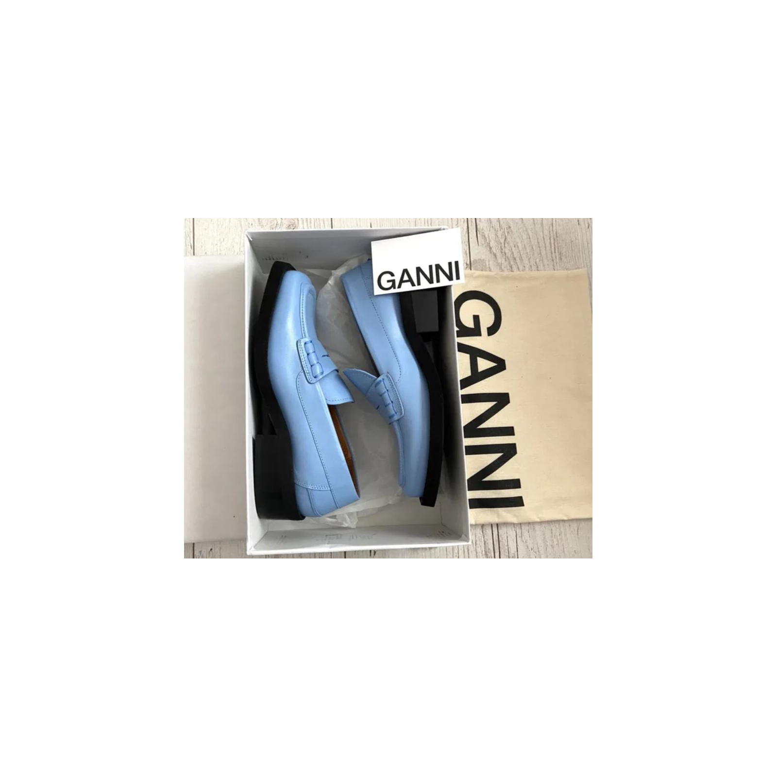 Ganni nowe błękitne buty