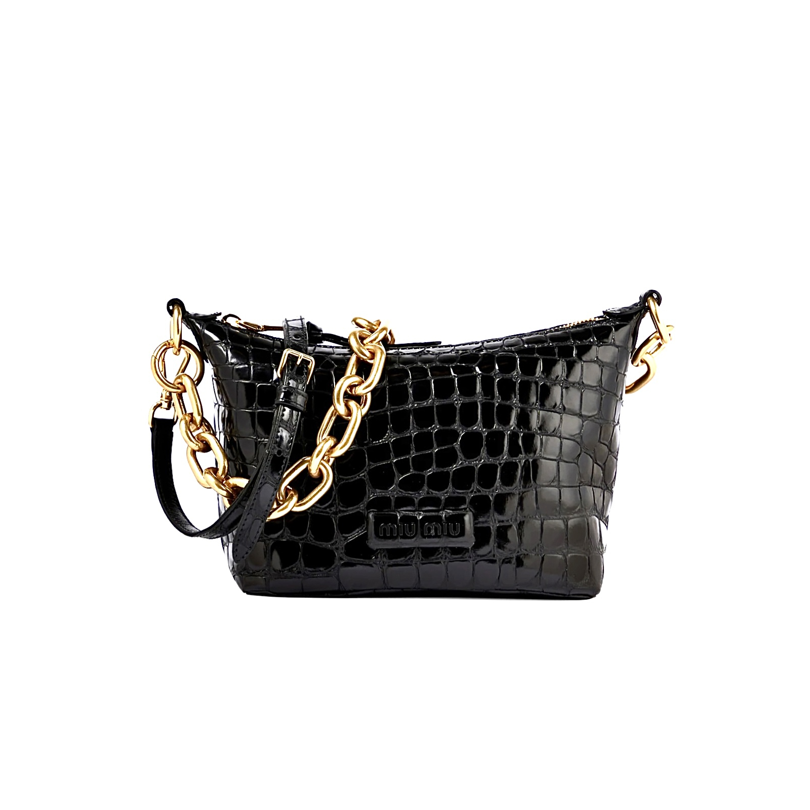 MIU MIU Croc-effect Leather Shoulder Bag - torebka