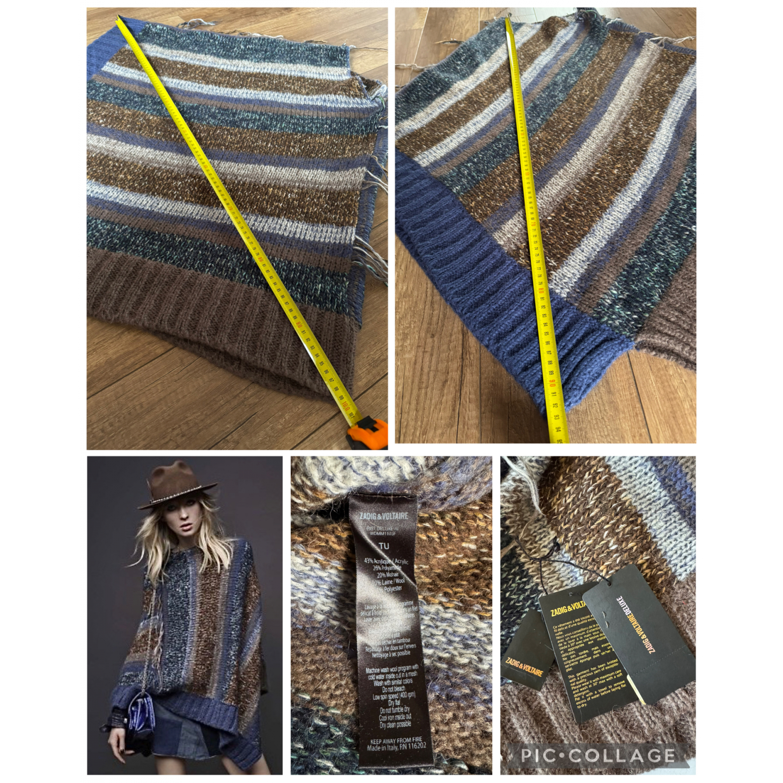 ZADIG & VOLTAIRE Pist Deluxe Wool Mohair Poncho Sweater – ponczo