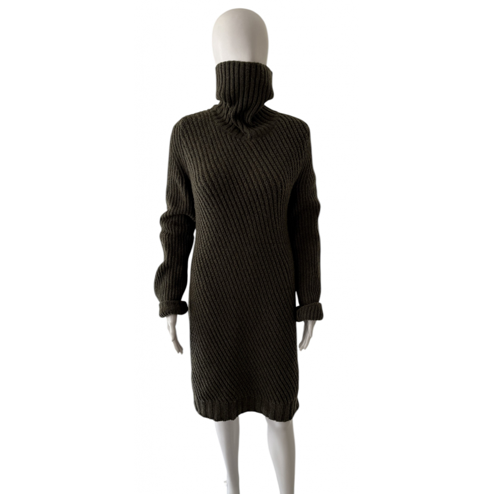 Celine sukienka khaki cashmere