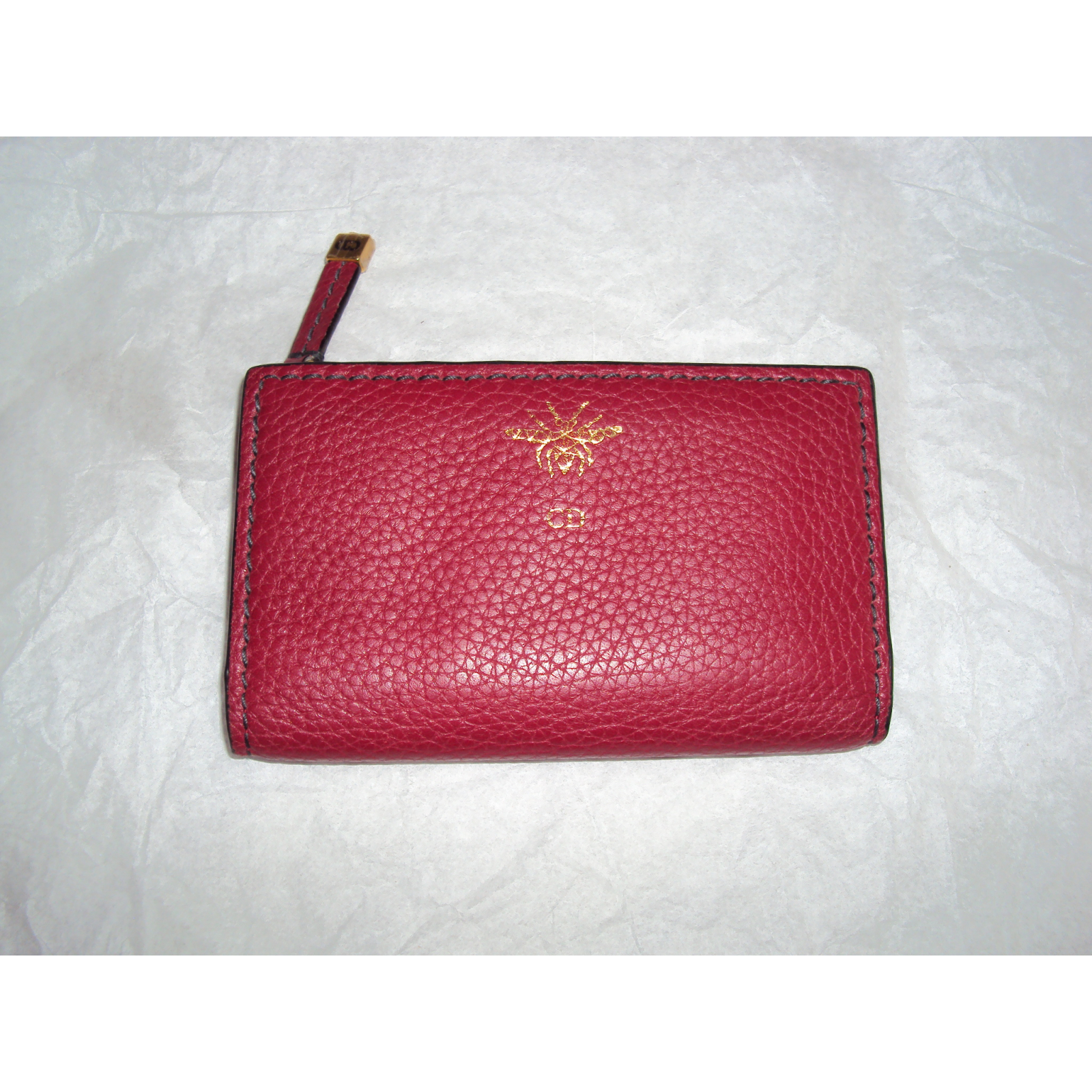 Christian Dior czerwony portfel ze skóry