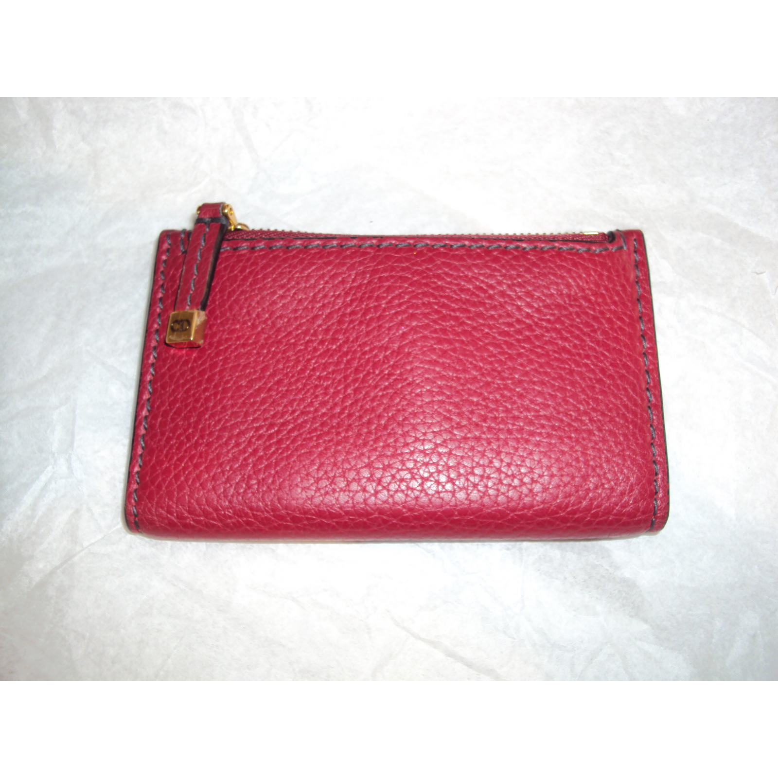 Christian Dior czerwony portfel ze skóry