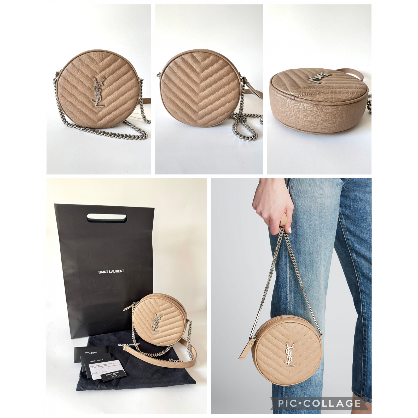 YSL SAINT LAURENT Monogram Vinyle Round Crossbody Bag – torebka