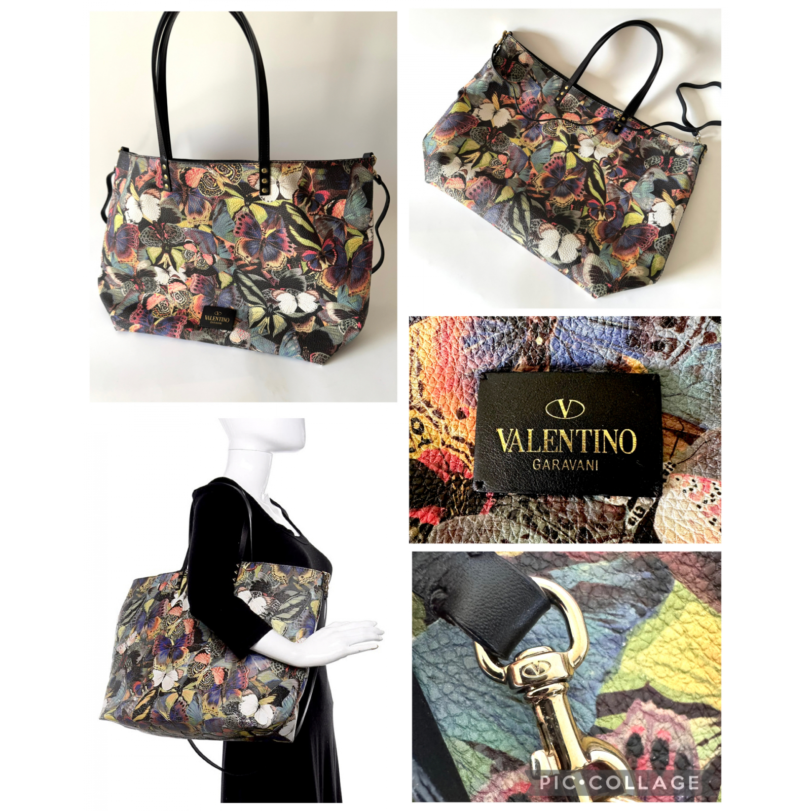 VALENTINO GARAVANI Rockstud Camouflage Butterfly Tote Bag - torebka