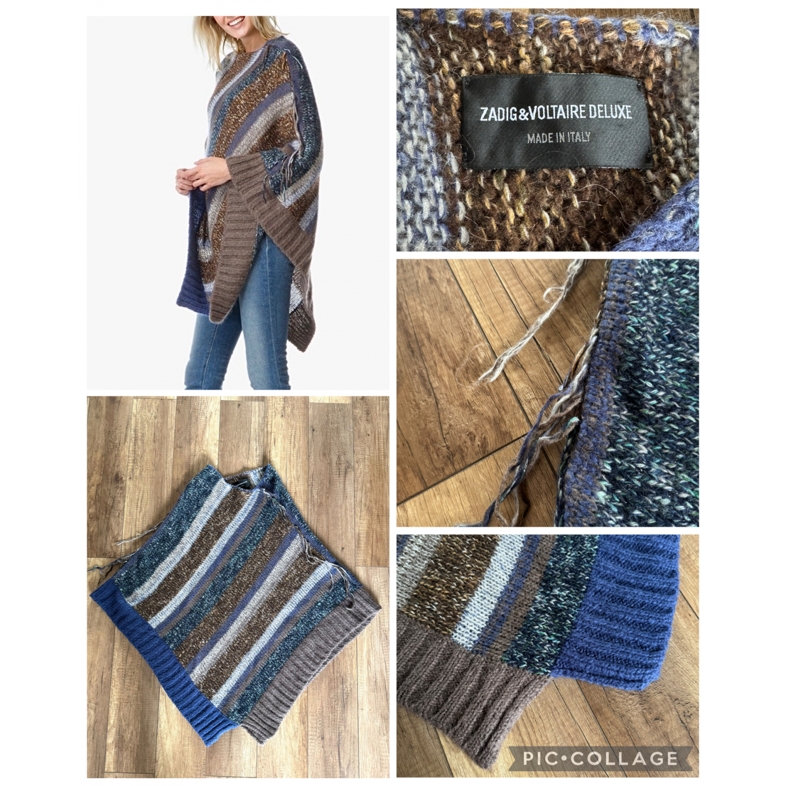 ZADIG & VOLTAIRE Pist Deluxe Wool Mohair Poncho Sweater – ponczo