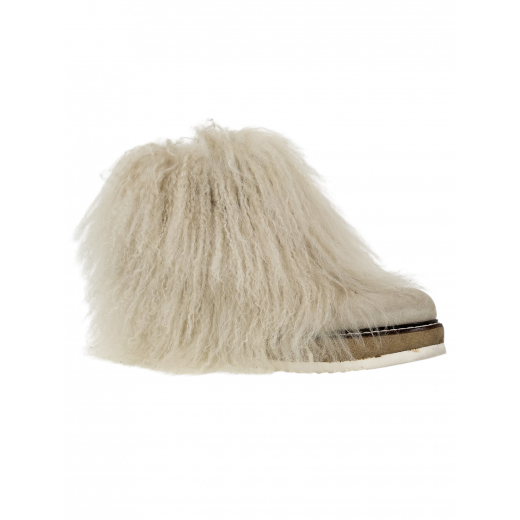 Botki na koturnie obszyte futrem lamy